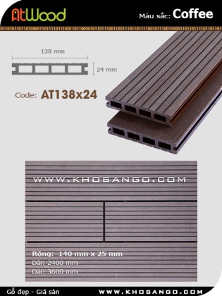Sàn gỗ ngoài trời ATwood AT138x24-Coffee Sàn gỗ ngoài trời ATwood AT138x24-Coffee