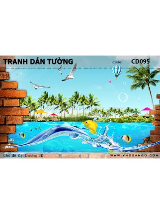Tranh dán tường Đại Dương 3D CD095 Tranh dán tường Đại Dương 3D CD095