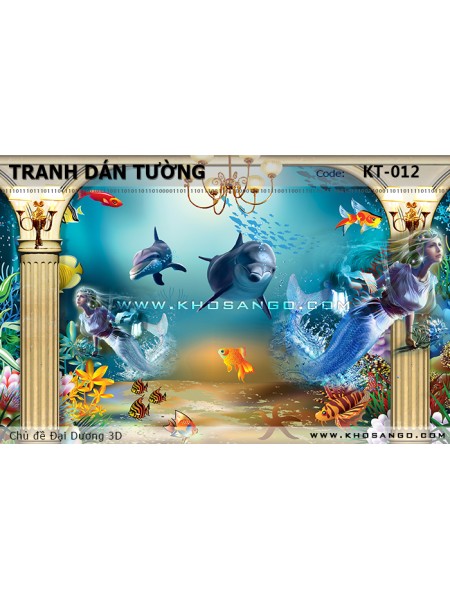 Tranh dán tường Đại Dương 3D KT-012 Tranh dán tường Đại Dương 3D KT-012