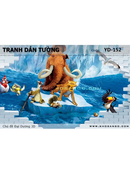 Tranh dán tường Đại Dương 3D YD-152 Tranh dán tường Đại Dương 3D YD-152
