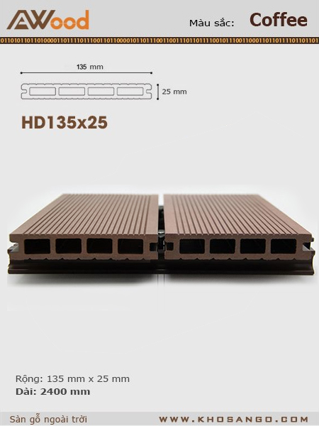 Sàn gỗ AWood HD135x25 coffee Sàn gỗ AWood HD135x25 coffee