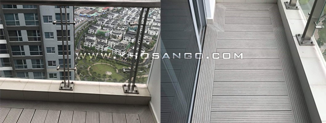 Gỗ nhựa Awood trang trí ban công, sân thượng đẹp mắt tại Vinhomes Central Park.
