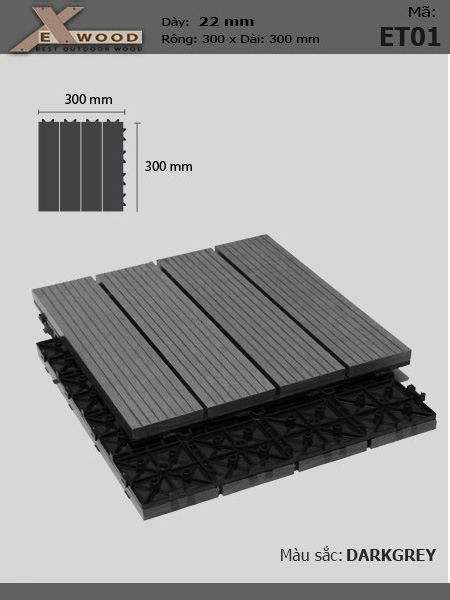 Vỉ Gỗ Nhựa Exwood ET01 Darkgrey Vỉ Gỗ Nhựa Exwood ET01 Darkgrey