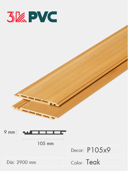 Tấm ốp trần và ốp tường 3K WPC Decor P105x9 Teak