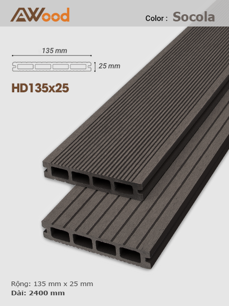 Sàn gỗ AWood HD135x25 socola