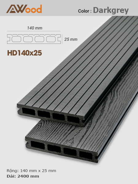 Sàn gỗ AWood HD140x25-4 Darkgrey