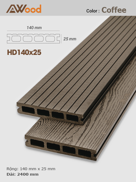 Sàn gỗ AWood HD140x25-4 Coffee