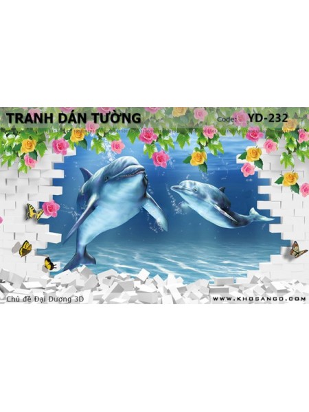 Tranh dán tường Đại Dương 3D YD-232 Tranh dán tường Đại Dương 3D YD-232