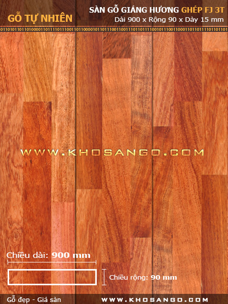 Sàn gỗ Giáng hương ghép FJ3T 900mm Sàn gỗ Giáng hương ghép FJ3T 900mm