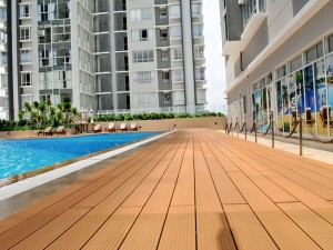 Gỗ nhựa ngoài trời AWood lót sàn hồ bơi 