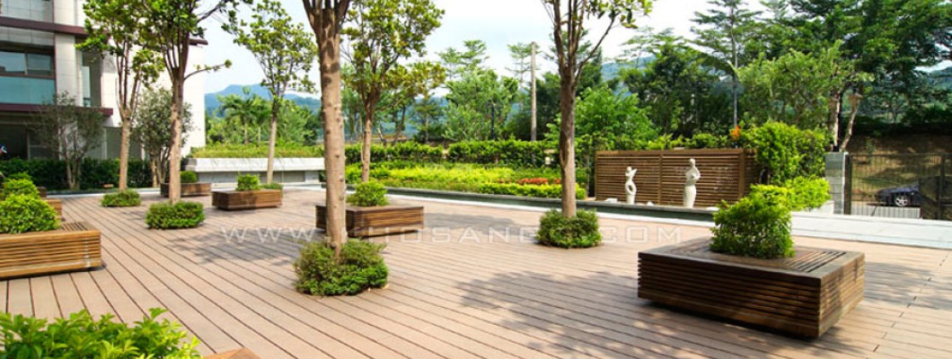 Cảnh quan đẹp với gỗ nhựa ngoài trời