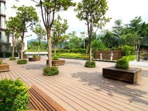 Cảnh quan đẹp với gỗ nhựa ngoài trời