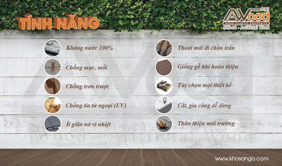 tính năng gỗ nhựa awood