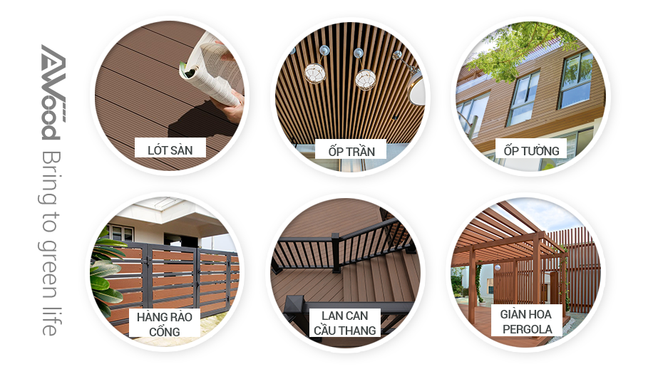ứng dụng gỗ nhựa awood