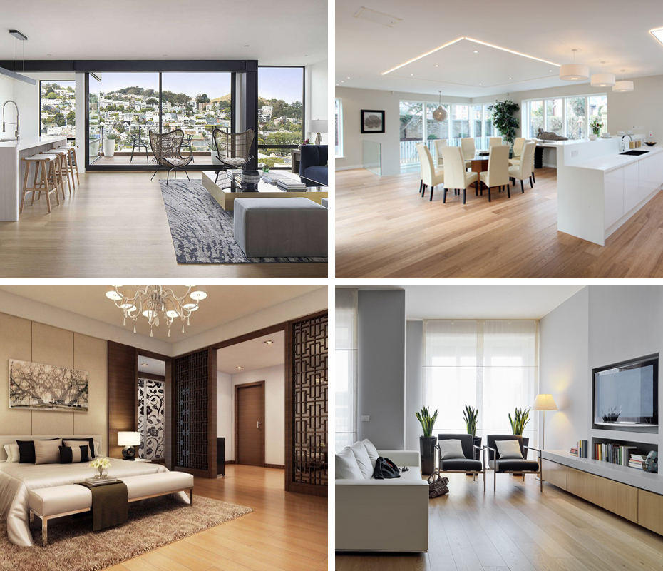 Sàn gỗ công nghiệp phù hợp mọi yêu cầu trang trí nội thất từ cổ điển đến hiện đại.